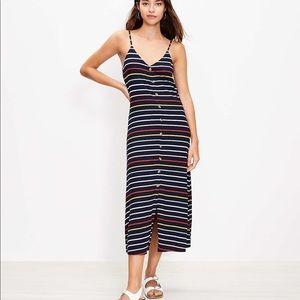 ☀️LOFT Striped Button Trim Maxi Dress NWT☀️